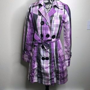 "5 x $20 XOXO" LIGHT WEIGHT Purple trench coat striped